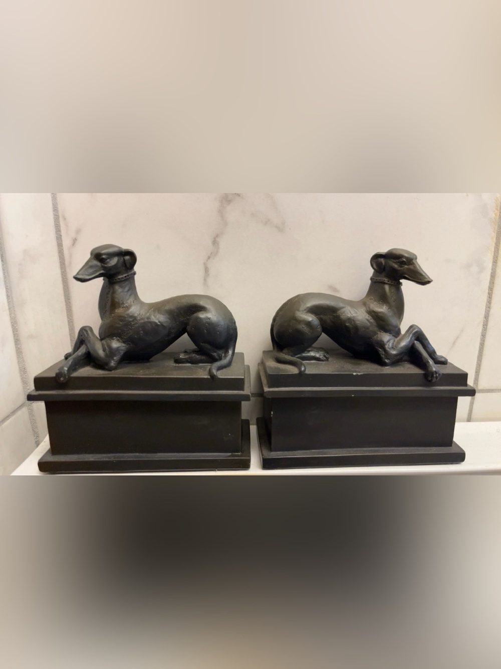 Pair of Black Greyhound Sculptural Bookends